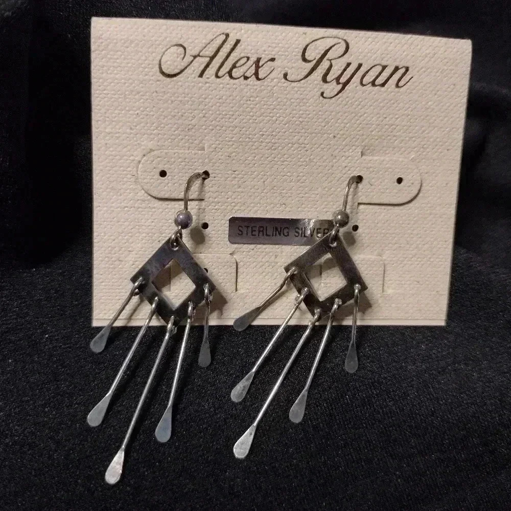 Alex Ryan Sterling Silver Square Bohemian dangle earrings NIB